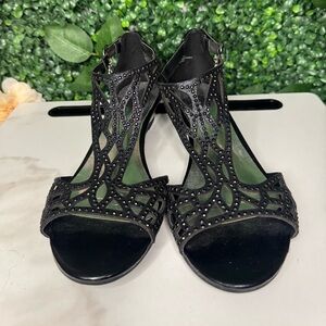 Guess Black Studded Open-Toe Heels